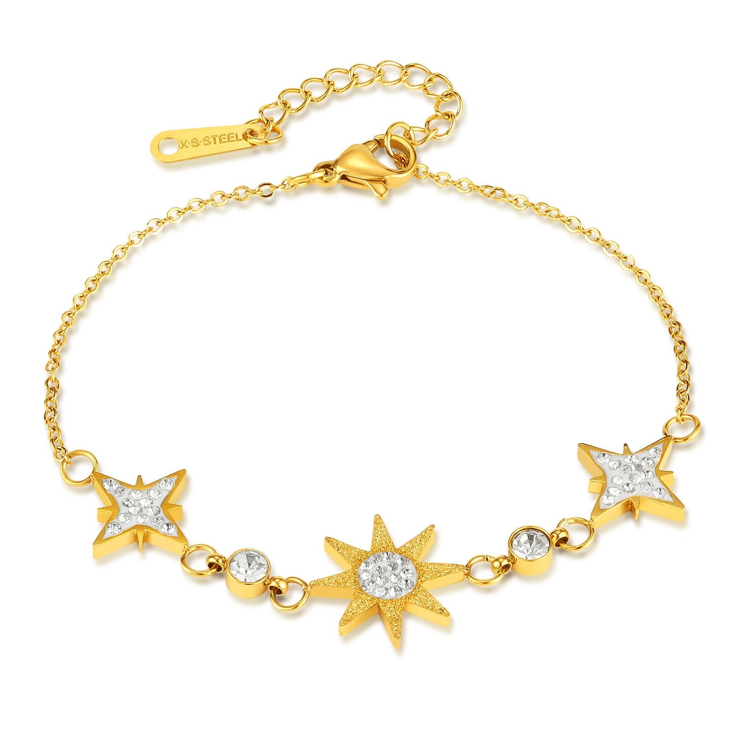 Electroplated Steel Filigree Female Star Asterism Design Bracelet - Teleplus Niche Jewelry niche design bracelet female