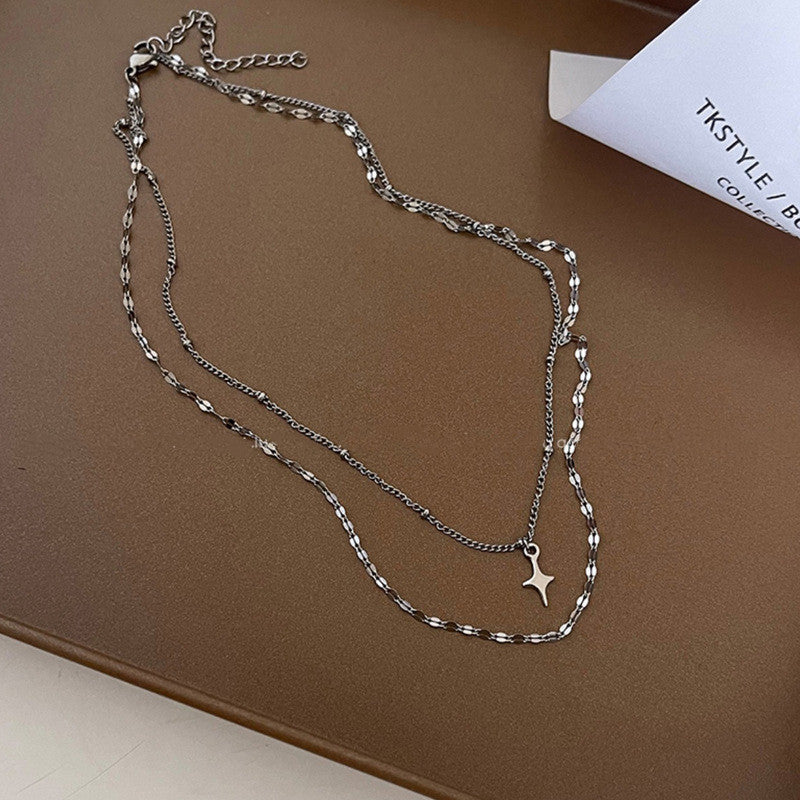 Electroplated White K Alloy Female Necklace with CHF Design for United States Market - Shine Bright Like a Titanium