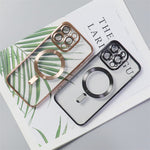 Electroplating CD Pattern Phone Case with Magnetic Suction Lens and Anti-Fall TPU - Fun electroplating cd pattern phone