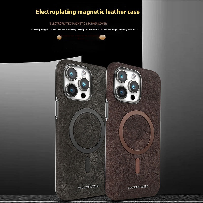 Electroplating Half-pack External Magnetic Ring Mobile Phone Protective Cover - Magnetic Half Pack Mobile Phone