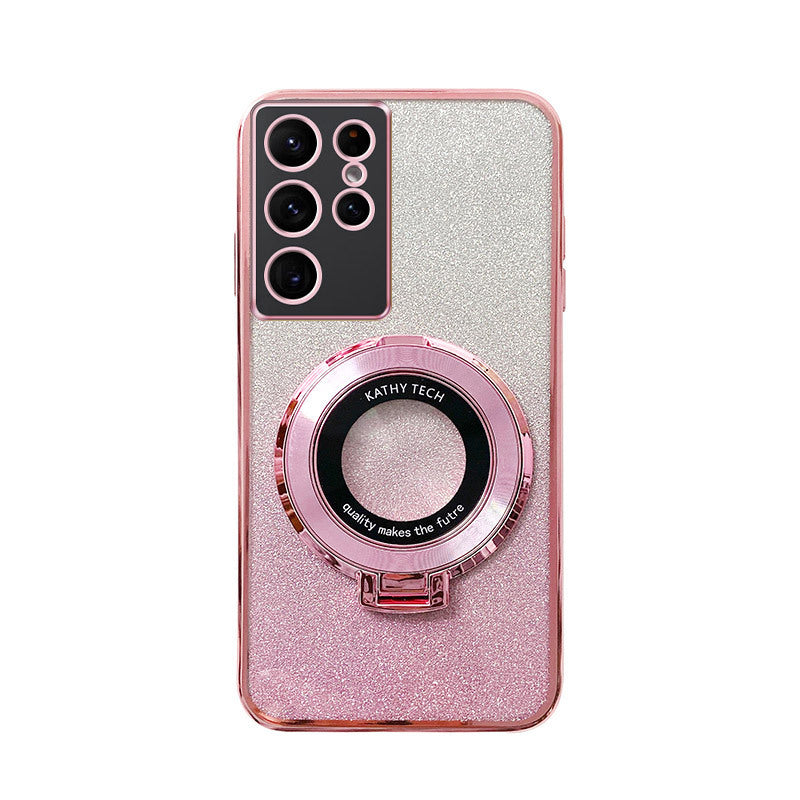 Electroplating Phone Case for Samsung A16 with Magnetic Bracket Drop Resistant - electroplating phone case magnetic