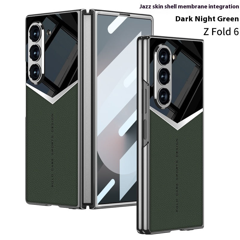 Electroplating Plain Leather Phone Case with Film Integrated Jazz for Samsung - electroplating plain leather phone case