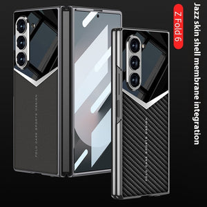 Electroplating Plain Leather Phone Case with Film Integrated Jazz for Samsung - electroplating plain leather phone case