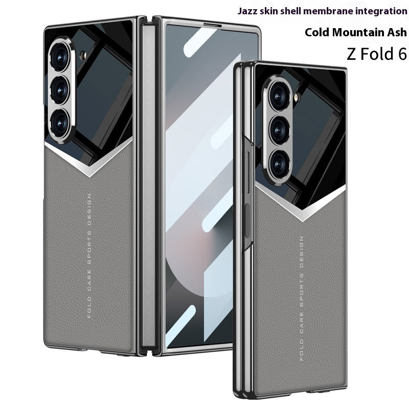 Electroplating Plain Leather Phone Case with Film Integrated Jazz for Samsung - electroplating plain leather phone case