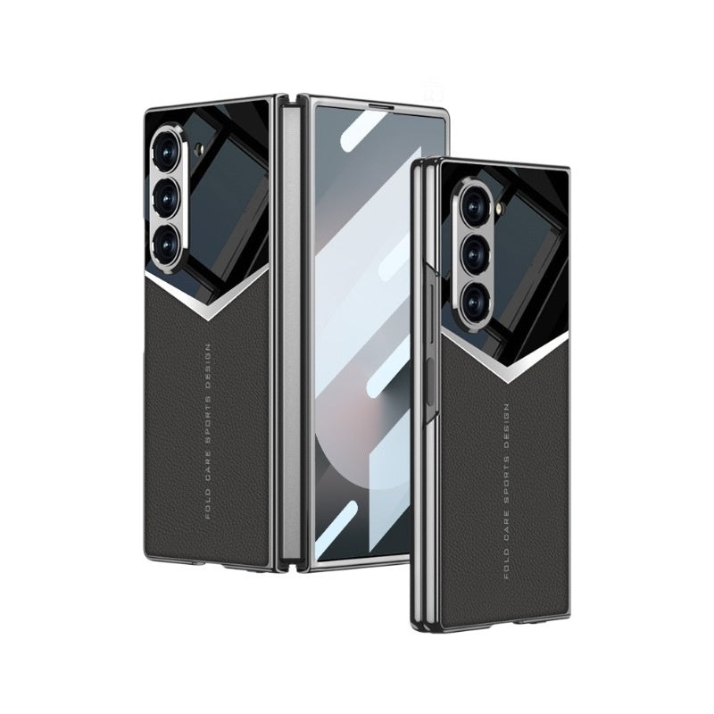 Electroplating Plain Leather Phone Case with Film Integrated Jazz for Samsung - electroplating plain leather phone case