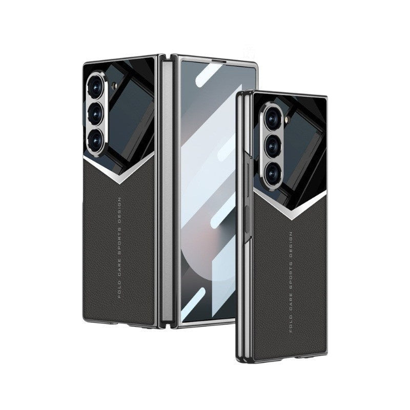 Electroplating Plain Leather Phone Case with Film Integrated Jazz for Samsung - electroplating plain leather phone case