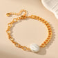 Electroplating Shell Pearls Bracelet with Irregular and Pearl Stitching - irregular shell pearls bracelet pearl