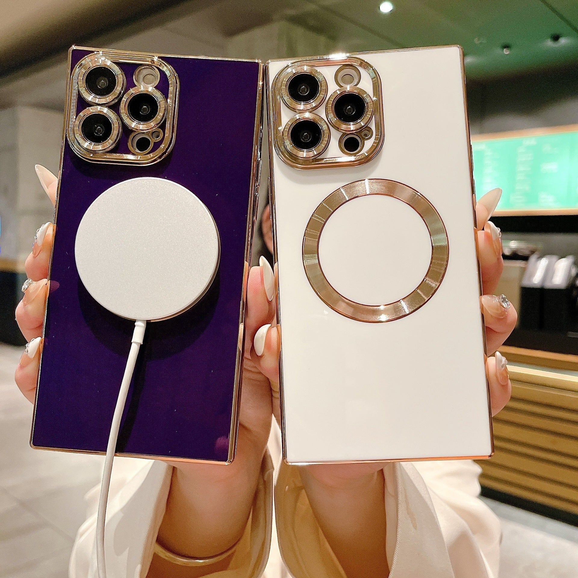 Electroplating Square Magnetic Phone Case Solid Color - Electroplating Square Magnetic Phone Case in Solid Colors