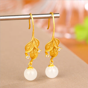 Electroplated Hetian Jade Ear Studs with Copper Geometry for Unisex Styles - Get Fancy Chic Stud Earrings united states