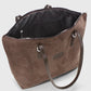 Brown Suede Shopper Bag For Women