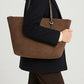 Brown Suede Shopper Bag For Women