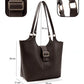 Brown Faux Leather Snap Closure Crossbody Hand Bag Single Compartment Shoulder Arm and Handbag