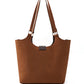 Brown Faux Leather Snap Closure Crossbody Hand Bag Single Compartment Shoulder Arm and Handbag Brown