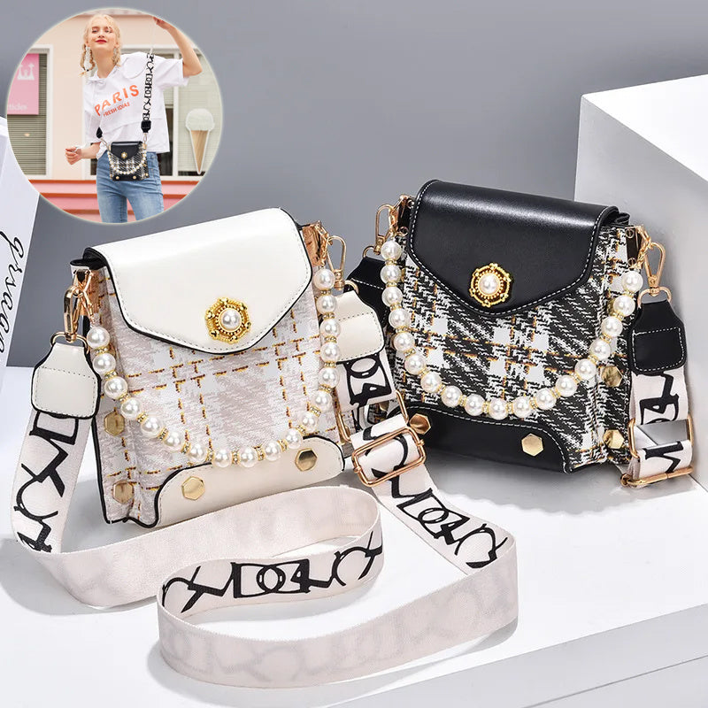 Elegant Crossbody Bag with Pearl Pendant Perfect as a Cute Princess Wallet or Classic - for cute princess wallet