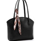 Faux Leather Zippered Shoulder Bag Single Compartment Handbag with Scarf Gift Womens Hand Shoulder Crossbody Bag Black