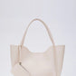 Cream SHK108 faux leather women hand and shoulder bag with wallet and makeup bag