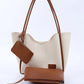 Cream tan SHK108 faux leather women hand and shoulder bag with wallet and makeup bag