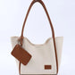 Cream tan SHK108 faux leather women hand and shoulder bag with wallet and makeup bag