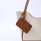 Cream tan SHK108 faux leather women hand and shoulder bag with wallet and makeup bag
