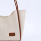 Cream tan SHK108 faux leather women hand and shoulder bag with wallet and makeup bag