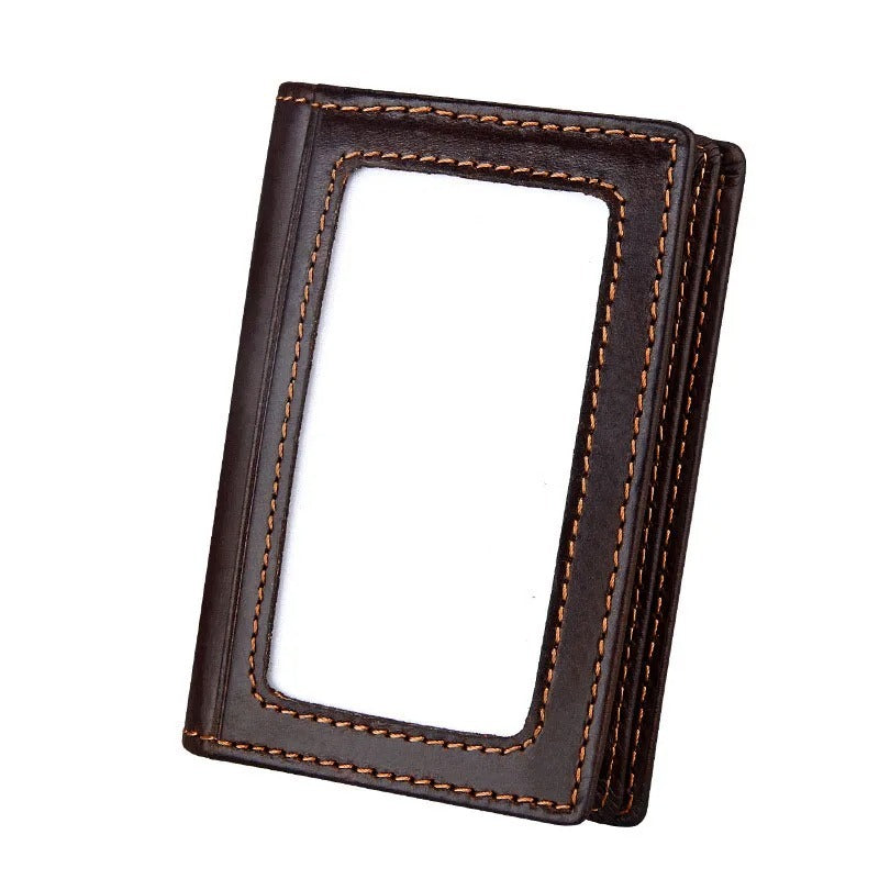 Elegant Genuine Leather Card Holder in Solid Colors for United States Market - Keep Your Coins Safe with KB86 Brown