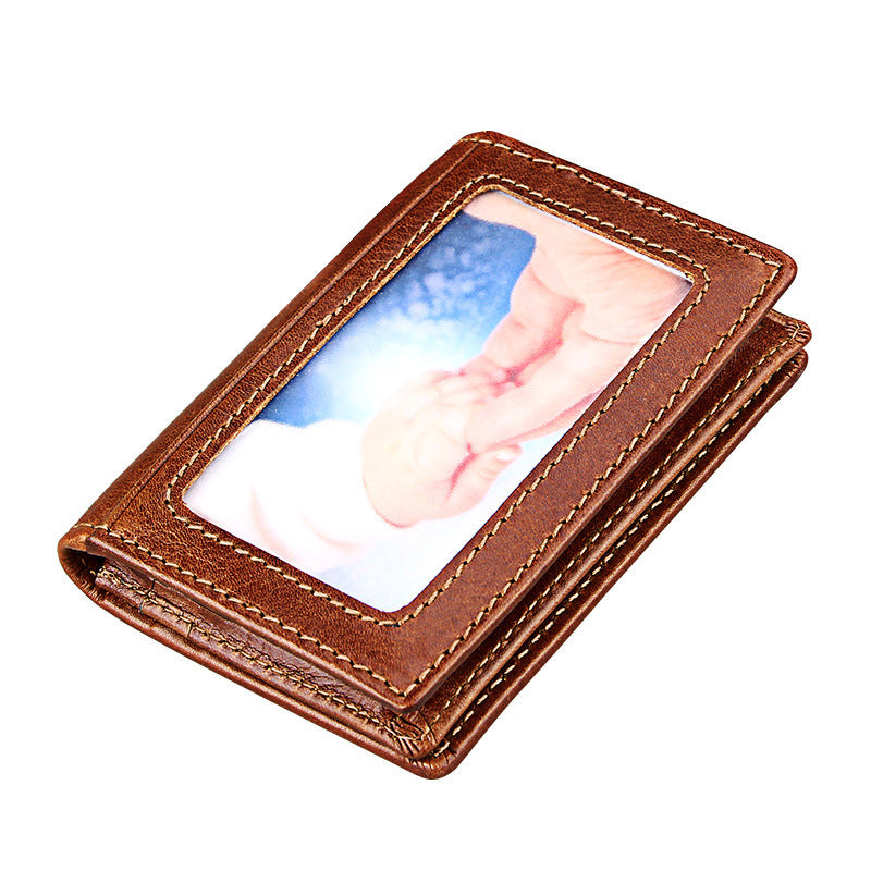 Elegant Genuine Leather Card Holder in Solid Colors for United States Market - Keep Your Coins Safe with KB86 Brown