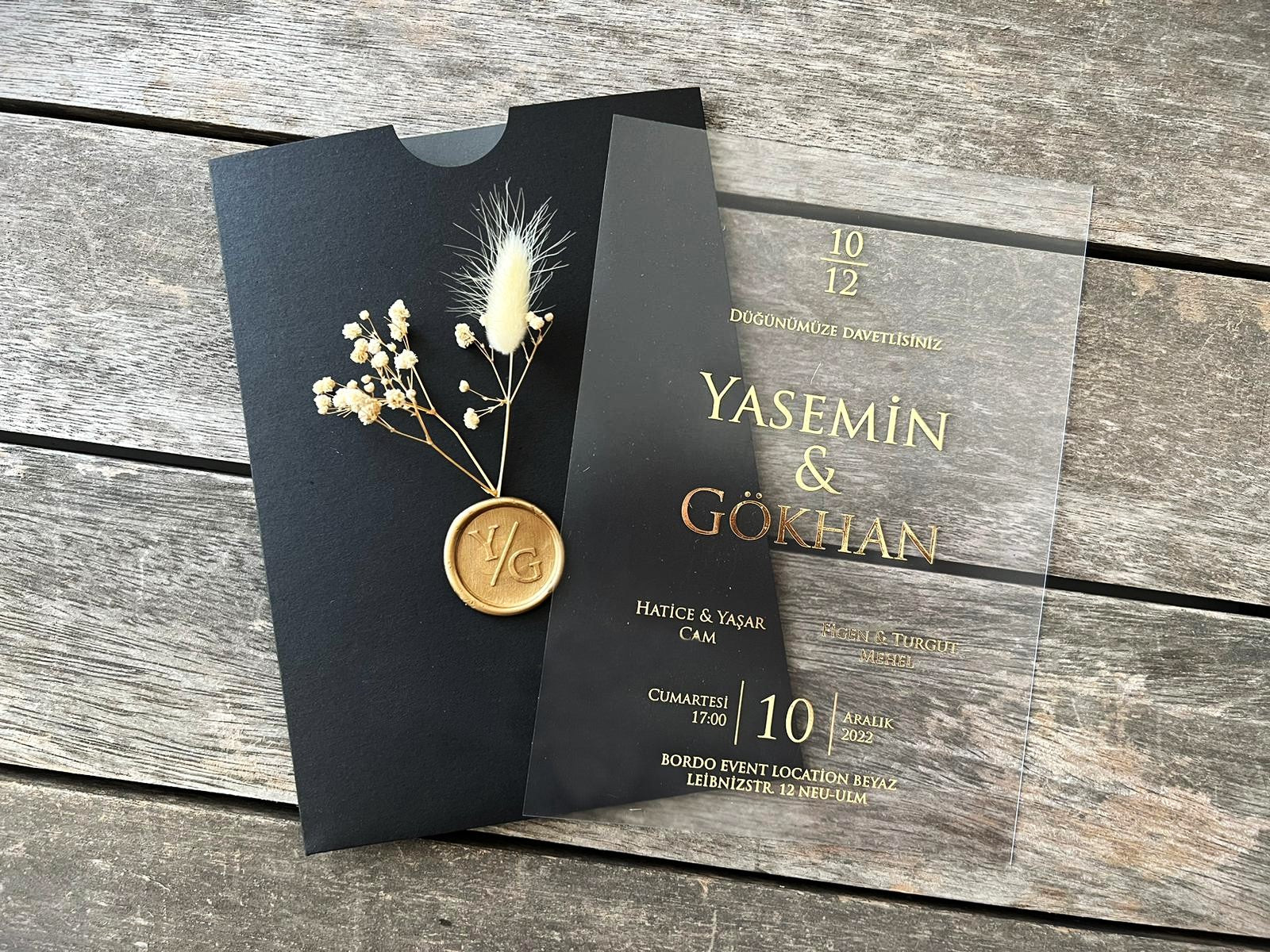 Elegant Transparent Acrylic Wedding Invitation with Envelope and Wax Seal - Teleplus wax seal wedding invitation