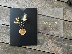 Elegant Transparent Acrylic Wedding Invitation with Envelope and Wax Seal - Teleplus wax seal wedding invitation