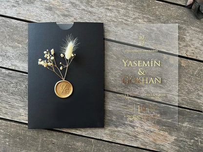 Elegant Transparent Acrylic Wedding Invitation with Envelope and Wax Seal - Teleplus wax seal wedding invitation