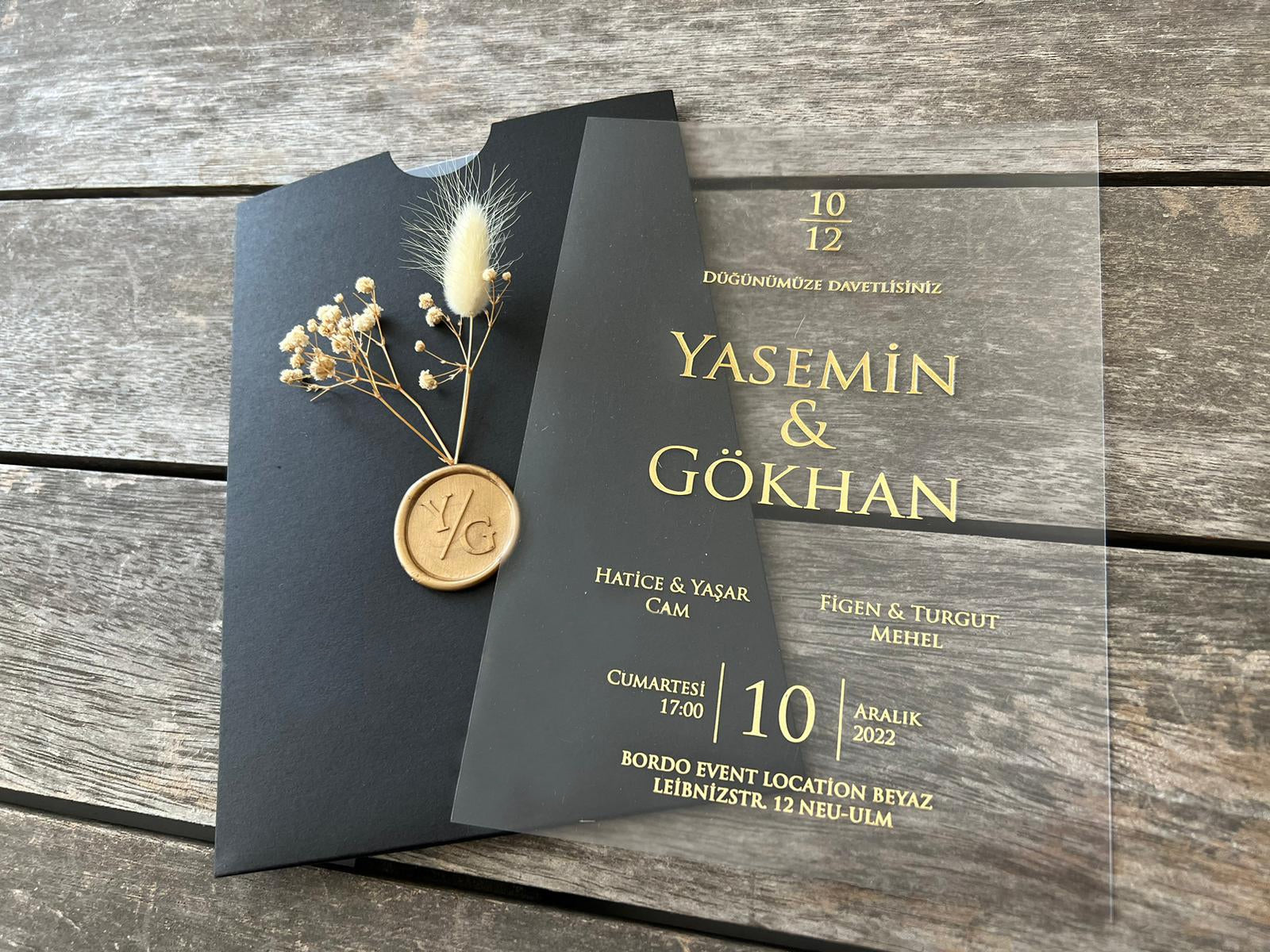 Elegant Transparent Acrylic Wedding Invitation with Envelope and Wax Seal - Teleplus wax seal wedding invitation