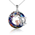 Elephant Necklace with Crystal Jewelry Gifts for Women Sterling Silver - Elephant Necklace for Moms with a Sparkly Twist