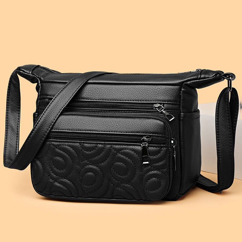 Embossed Casual Fashion Shoulder Messenger Bag with Sandwich Pocket - Teleplus embossed casual fashion shoulder