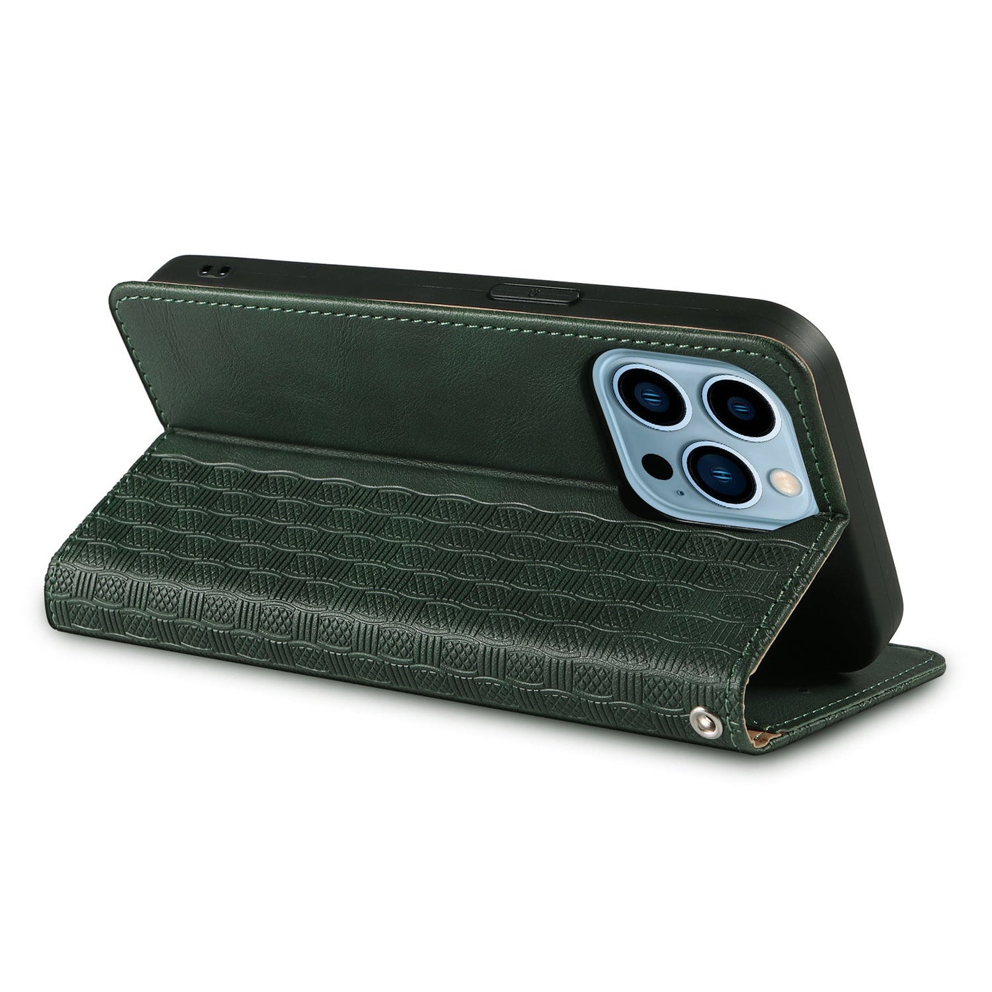 Embossed Leather Flip Case for iPhone 13 and 12 in Solid Colors United States - Type Pro Max united states chf embossed