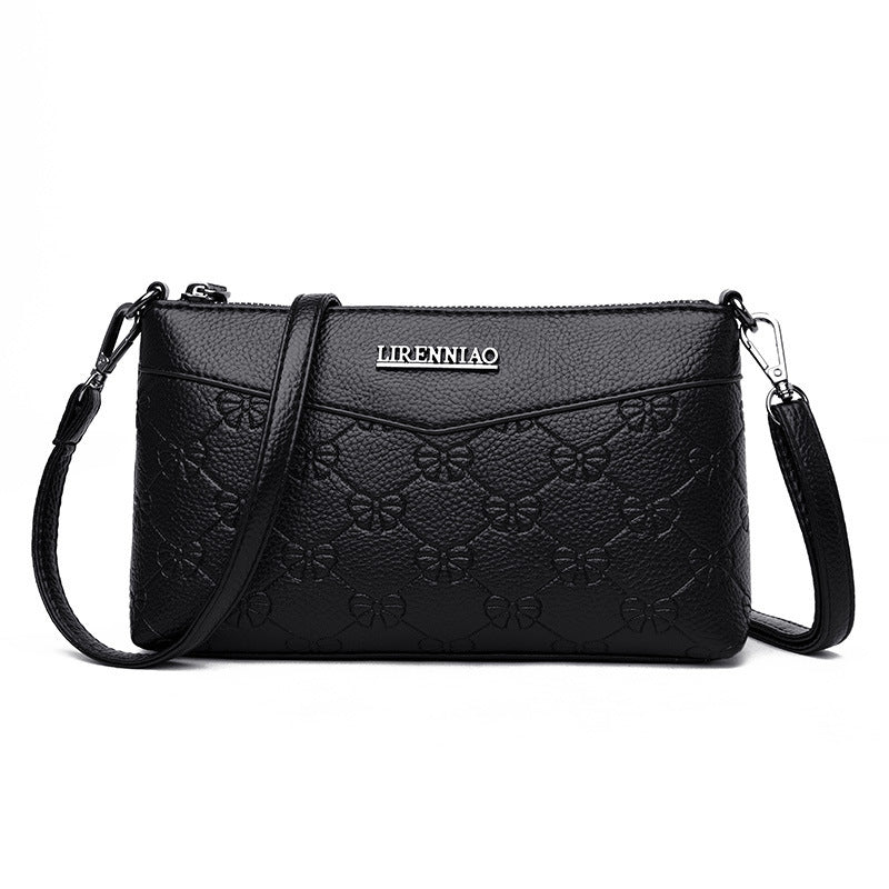 Embossed PU Texture Elderly Shoulder Messenger Bag with Multiple Color Options - embossed pu texture elderly shoulder