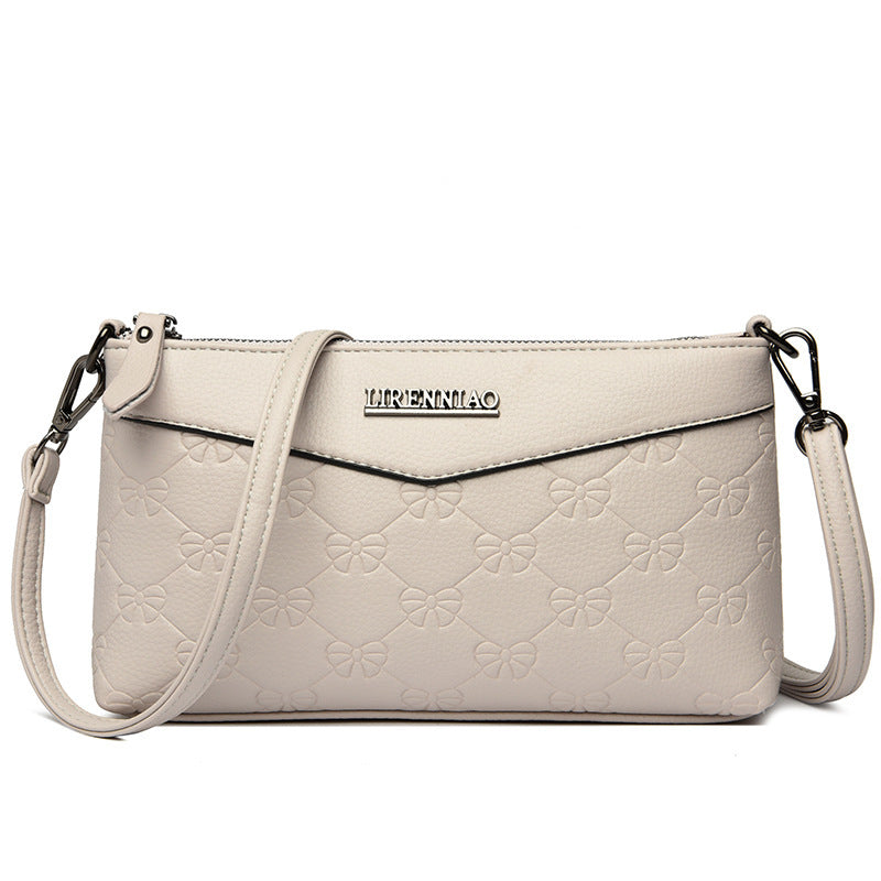 Embossed PU Texture Elderly Shoulder Messenger Bag with Multiple Color Options - embossed pu texture elderly shoulder