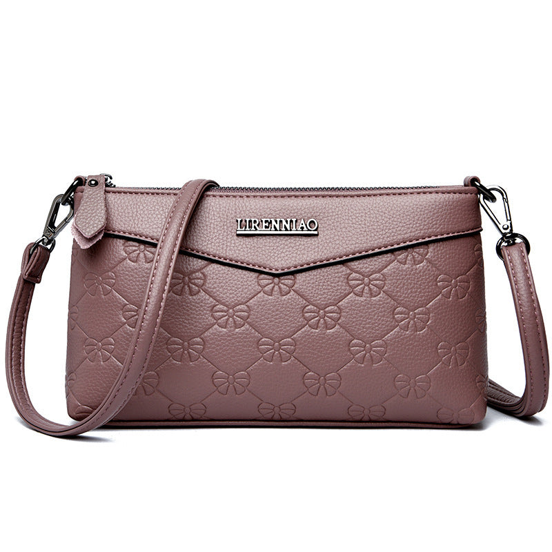 Embossed PU Texture Elderly Shoulder Messenger Bag with Multiple Color Options - embossed pu texture elderly shoulder