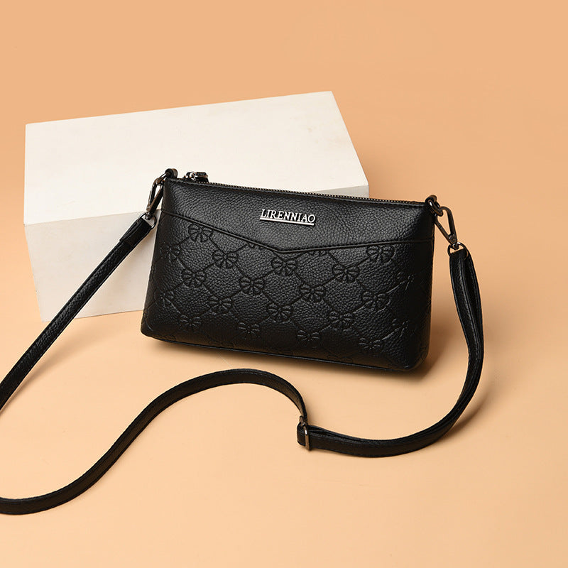 Embossed PU Texture Elderly Shoulder Messenger Bag with Multiple Color Options - embossed pu texture elderly shoulder