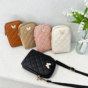 Embroidered Butterfly Rhombus Crossbody Bag with Polyester Material - embroidered butterfly rhombus crossbody bag
