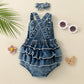 Embroidered Strap Ruffled One-piece Romper - Embroidered Strap Ruffled Romper for Toddlers