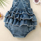 Embroidered Strap Ruffled One-piece Romper - Embroidered Strap Ruffled Romper for Toddlers