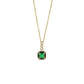 Emerald Square Gemstone Pendant Micro-inlaid Necklace - Shiny Emerald Pendant Necklace x1pcs for Good Luck