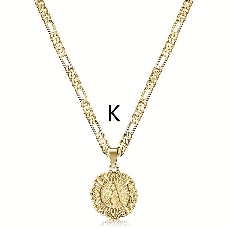 English Letter Round Hollow Carven Design Necklace For Women - English Letter Round Hollow Carven Design Necklace