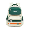 English Style Large Capacity College Backpack - White Green