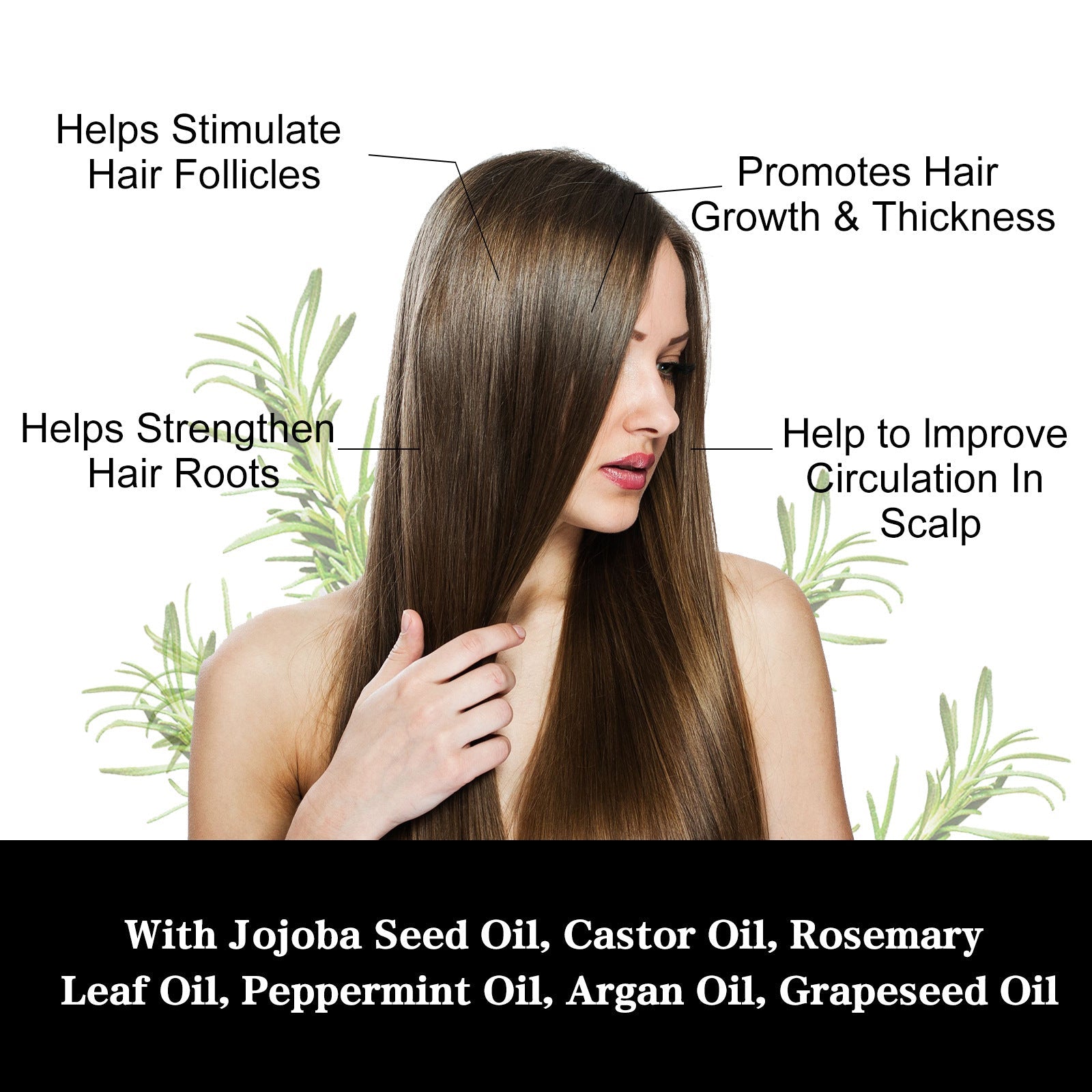 Essential Oil for Dense Hair with Rosemary Jojoba and Castor Seed - Oils dense hair essential oil seed