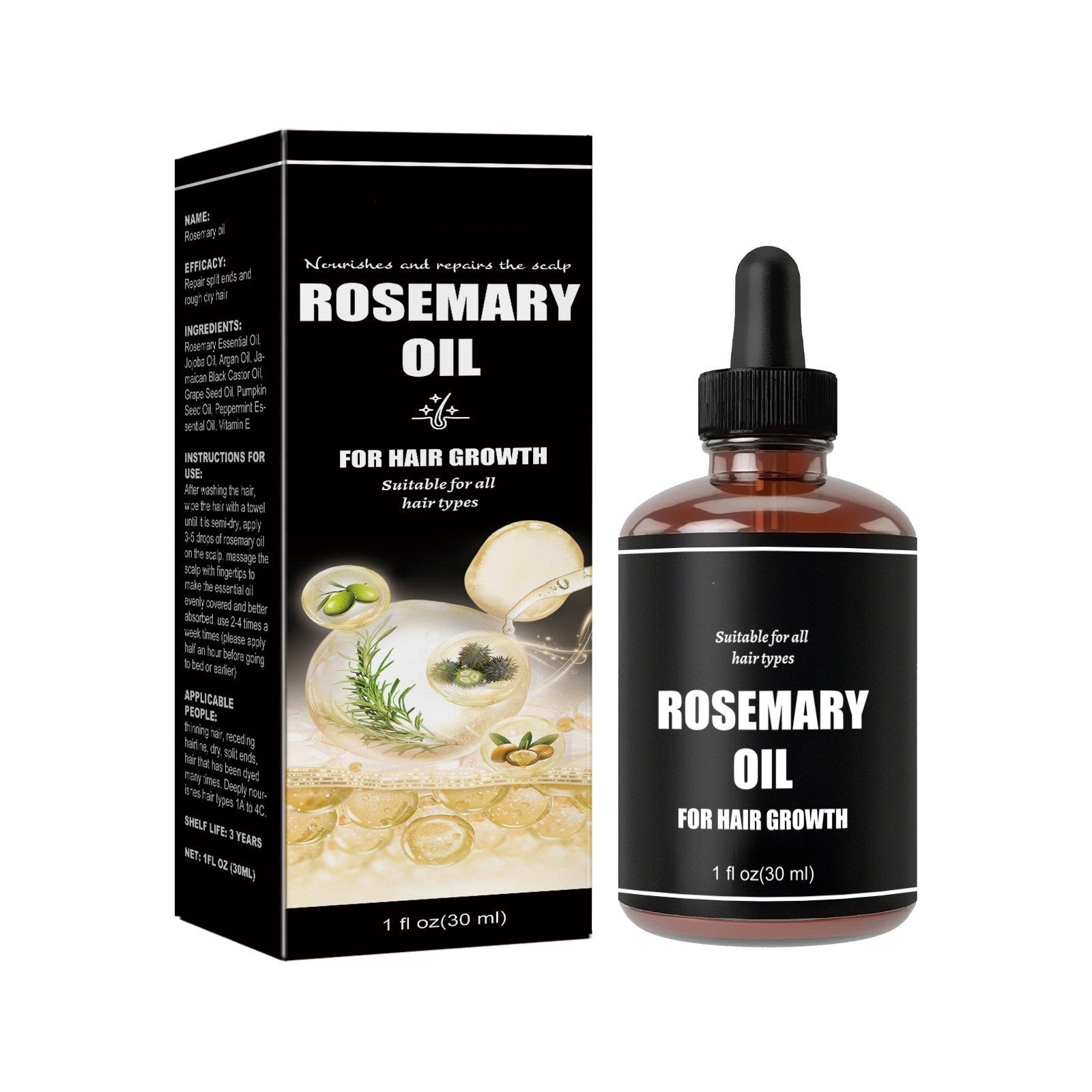 Essential Oil for Dense Hair with Rosemary Jojoba and Castor Seed - Oils dense hair essential oil seed