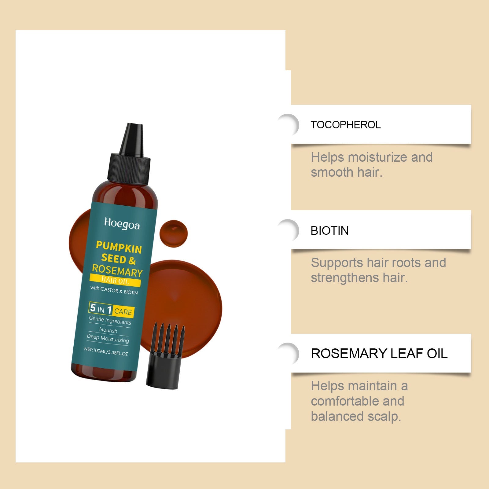 Essential Oil Hair Care Set with Comb and 100ML Nourishing - Teleplus hair comb essential oil