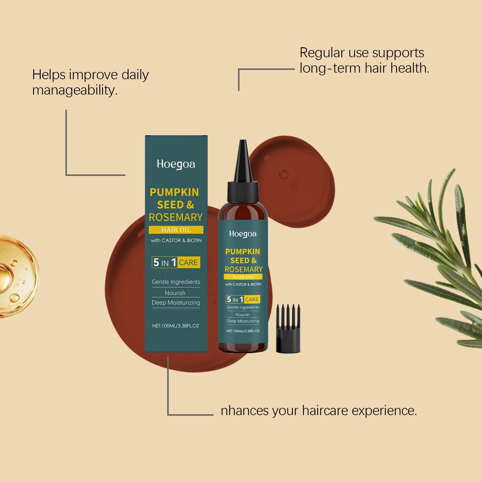 Essential Oil Hair Care Set with Comb and 100ML Nourishing - Teleplus hair comb essential oil