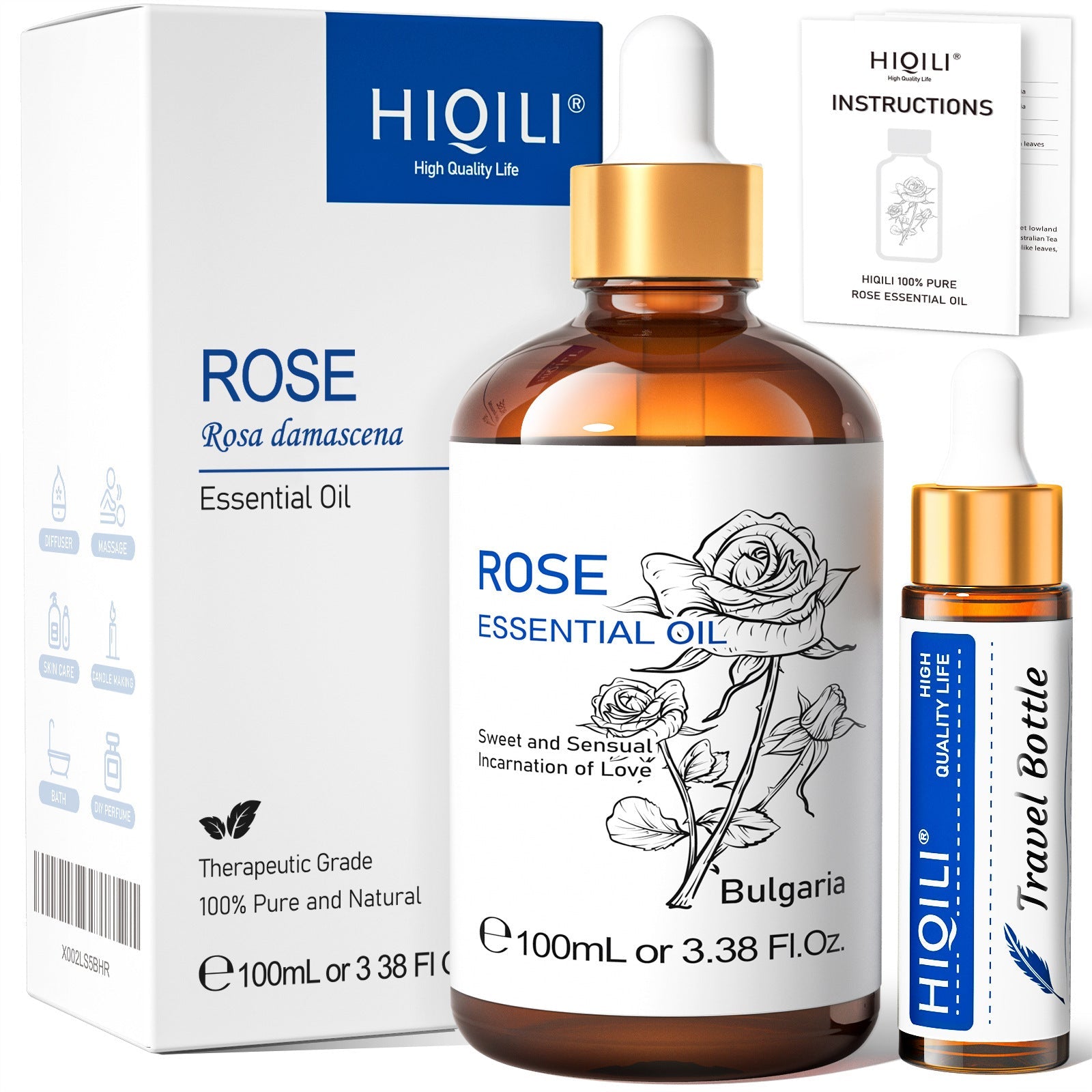 Essential Oil Plant Extract Rose for Massage and Aromatherapy 100ml - essential oil plant extract rose massage