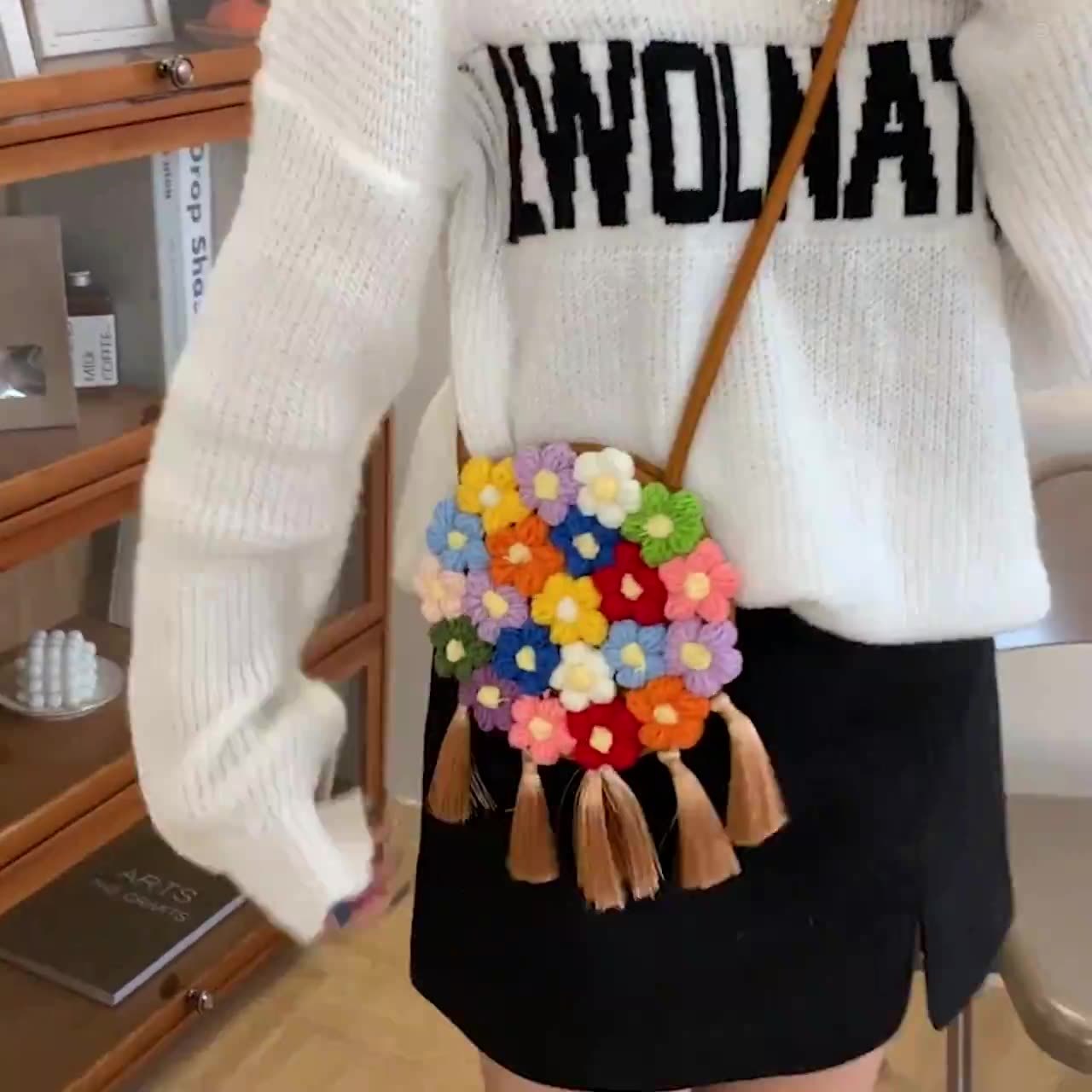 Ethnic Fluffy Bag Floral Small Cross-Body Shoulder for Fashion Trend - Teleplus ethnic fluffy bag fashion trend floral