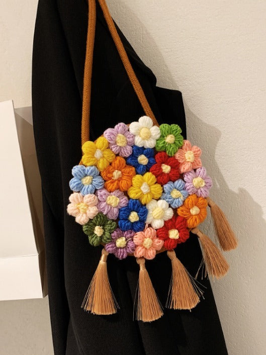 Ethnic Fluffy Bag Floral Small Cross-Body Shoulder for Fashion Trend - Teleplus ethnic fluffy bag fashion trend floral